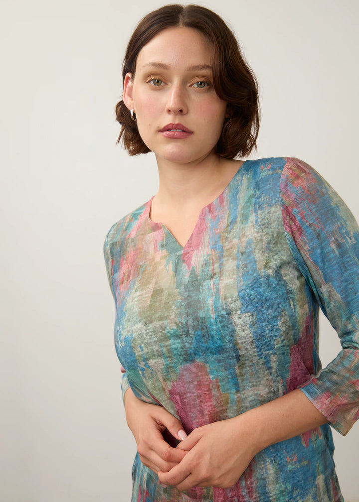 3/4 Sleeve Notch Neck Top - Horatio