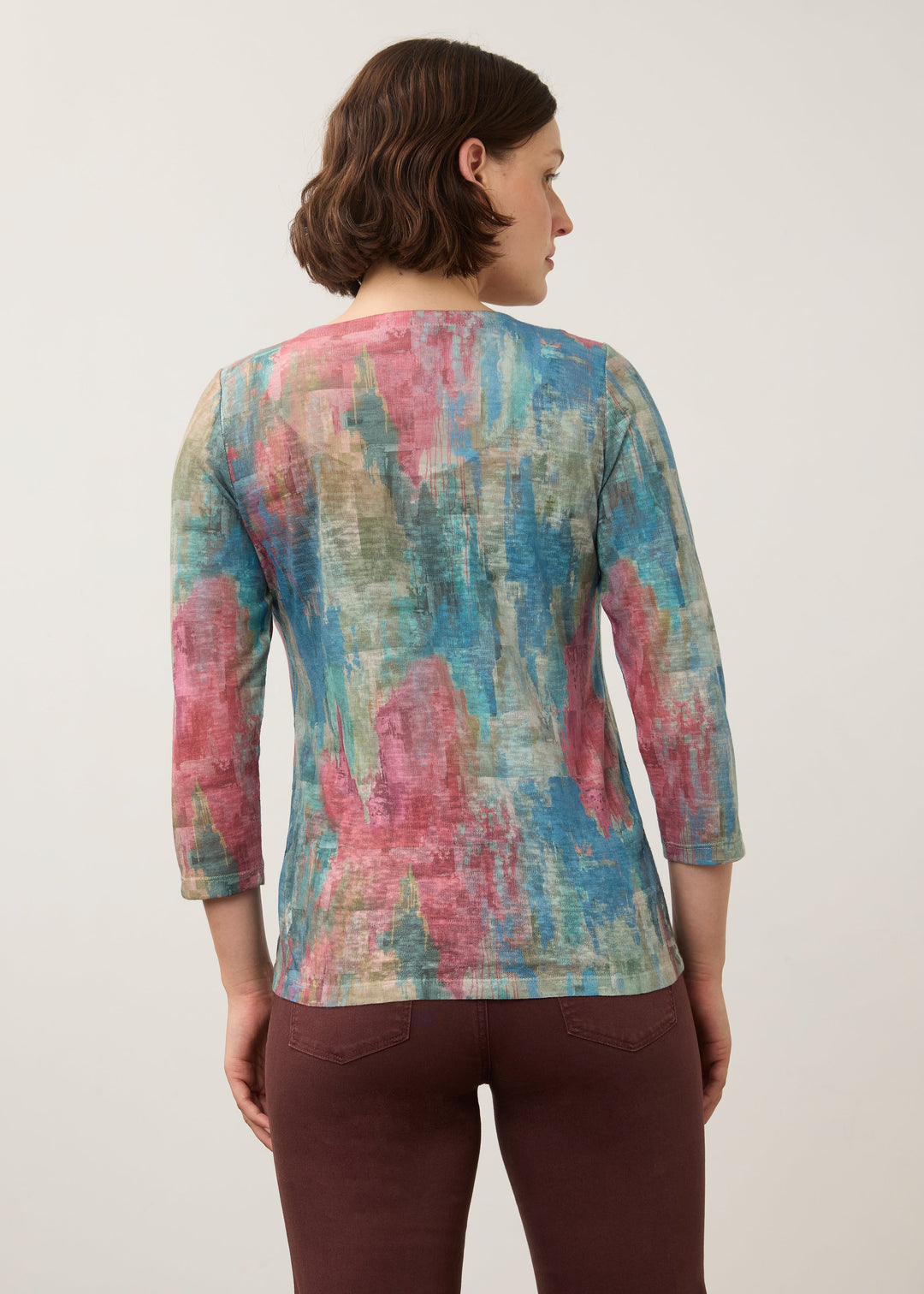 3/4 Sleeve Notch Neck Top - Horatio