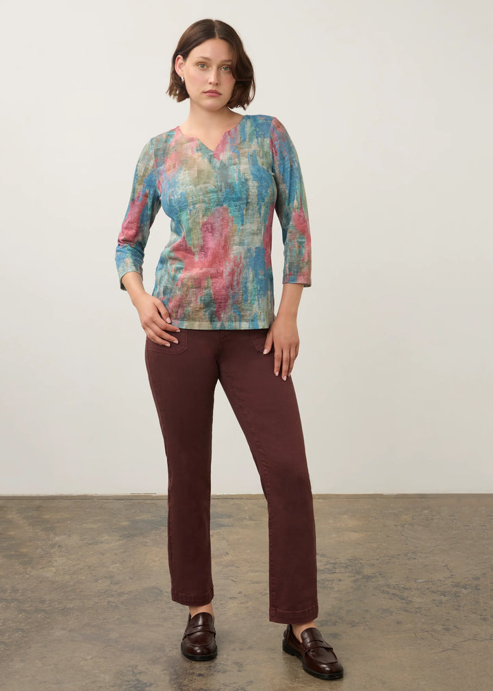 3/4 Sleeve Notch Neck Top - Horatio