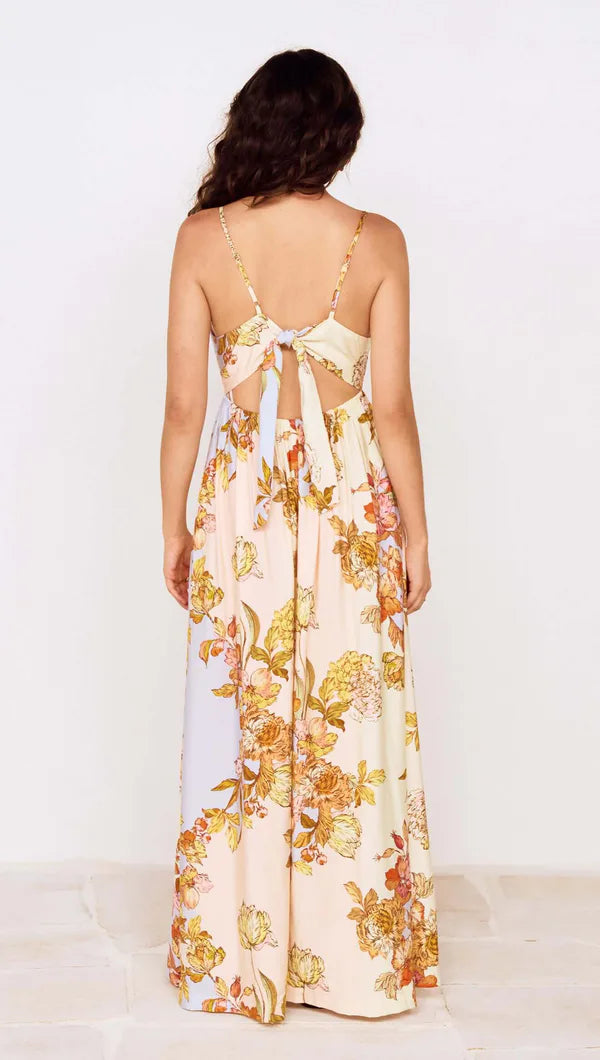 Fiore Tie Back Maxi Dress - Pastel Floral