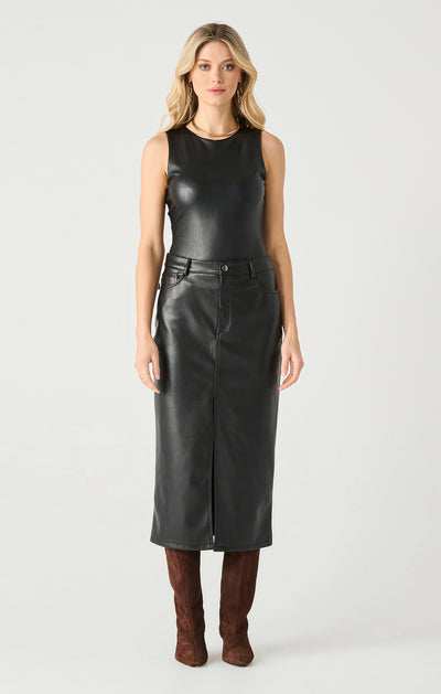 PLUS Faux Leather Midi Skirt - Black