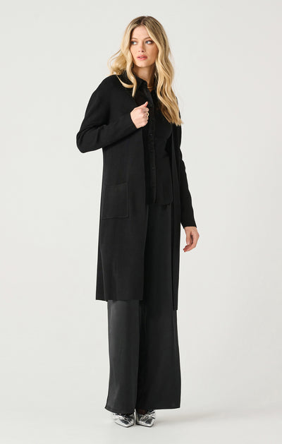 PLUS Long Sleeve Longline Open Cardigan - Black