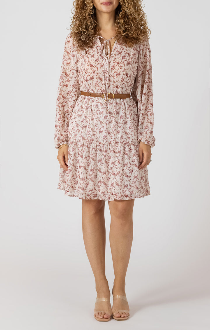 Tiered Mini Dress - Floral Vine