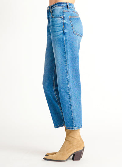 High Rise Straight Leg Jeans (Mediun Blue Wash)