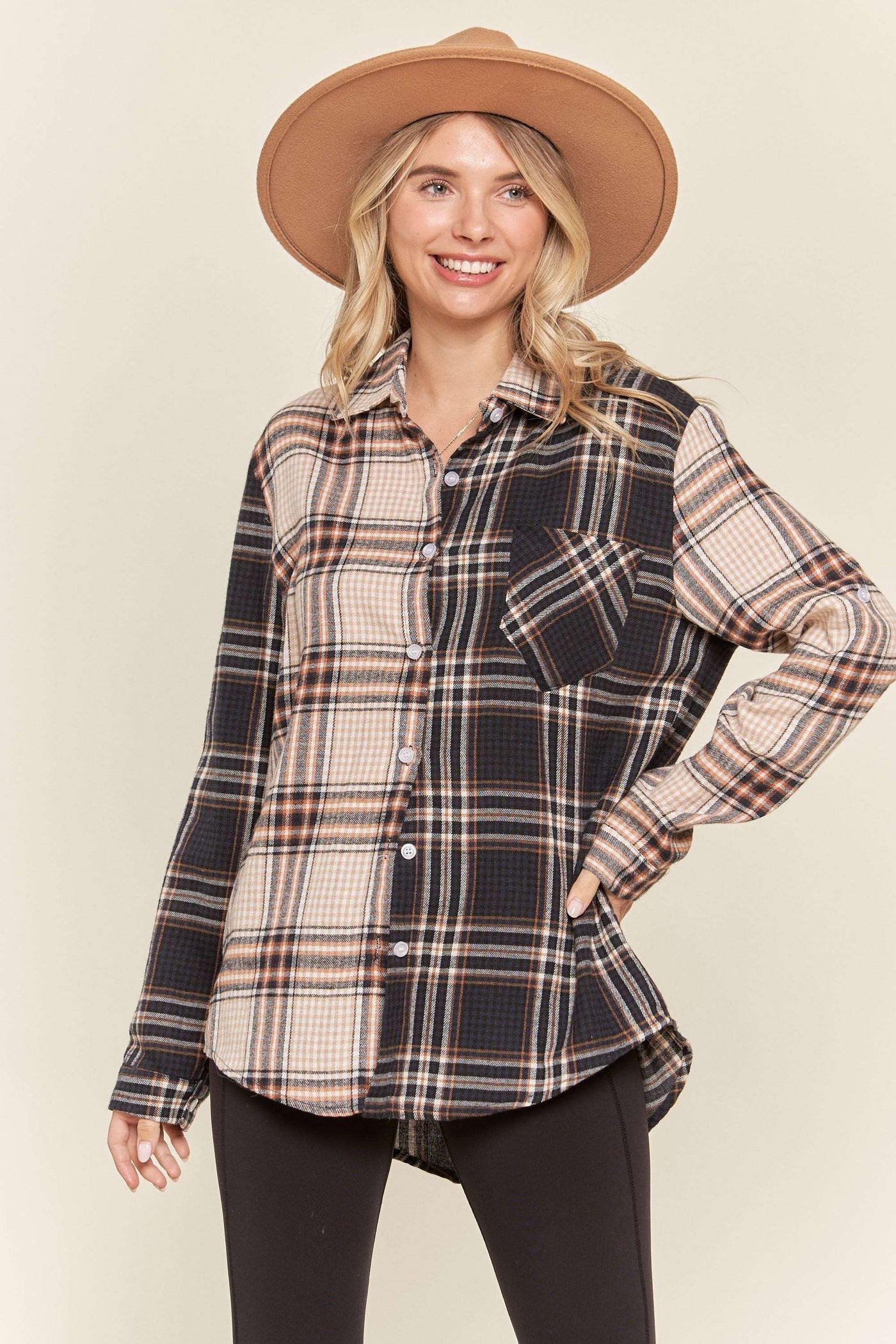 Multicolor Colorblock Plaid Shirt