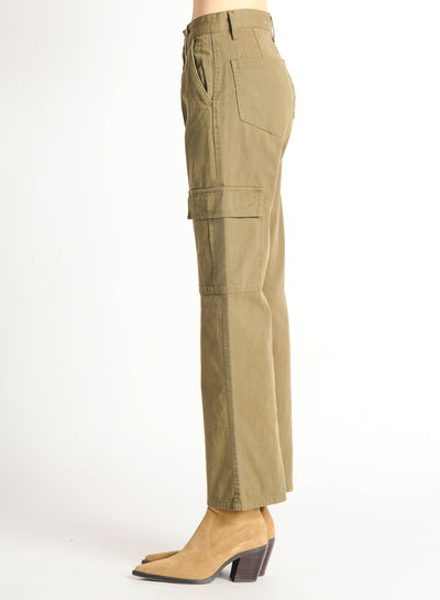 High Rise Straight Leg Cargo Pants (Dark Khaki)