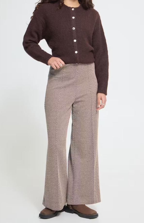 Kate Twill Wide Leg Pants - Java Almond