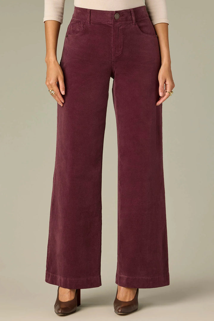 Sam High Rise Wide Leg Corduroy Pants - Fig Jam