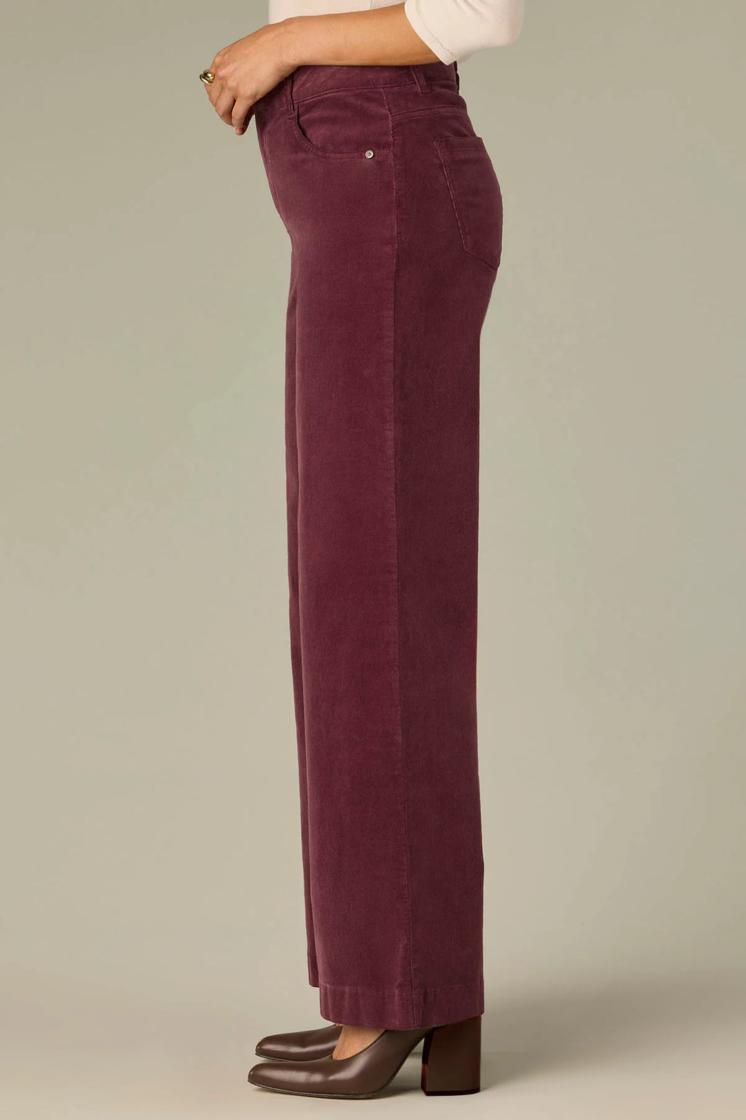 Sam High Rise Wide Leg Corduroy Pants - Fig Jam
