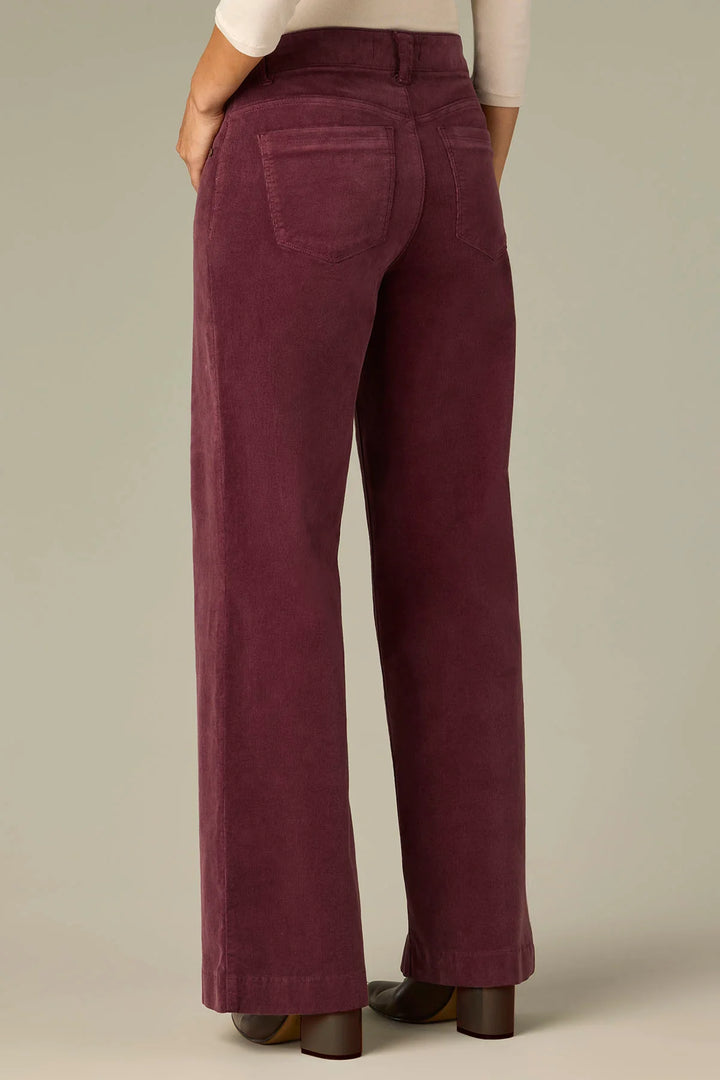 Sam High Rise Wide Leg Corduroy Pants - Fig Jam