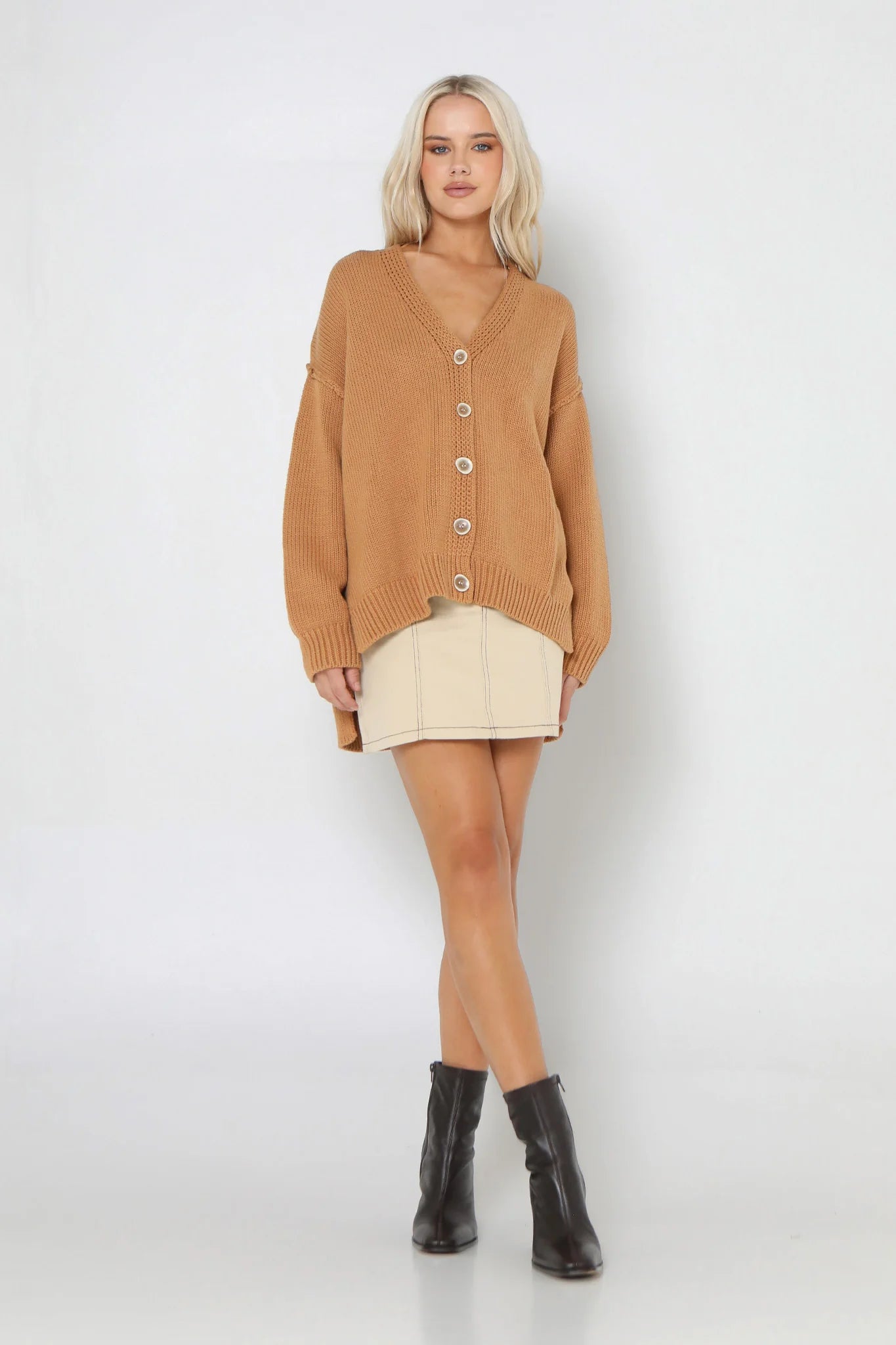 Dion Button Up Cardigan - Rust