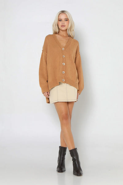 Dion Button Up Cardigan - Rust