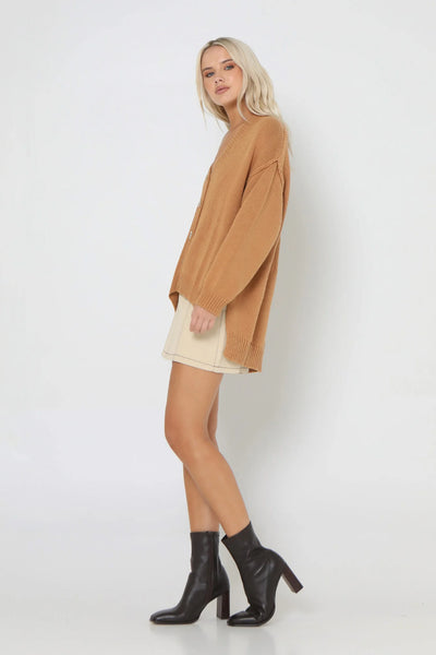 Dion Button Up Cardigan - Rust