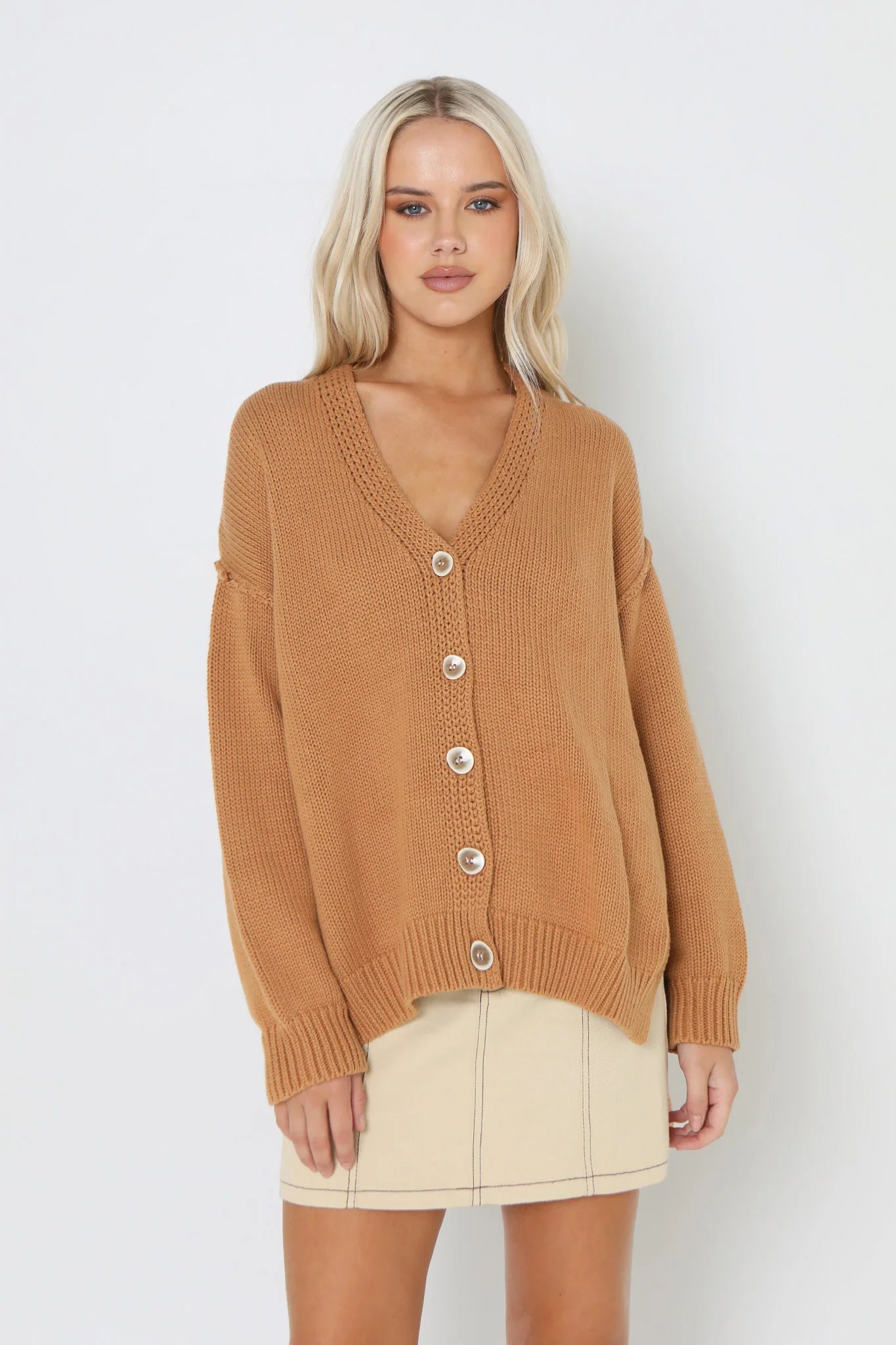 Dion Button Up Cardigan - Rust