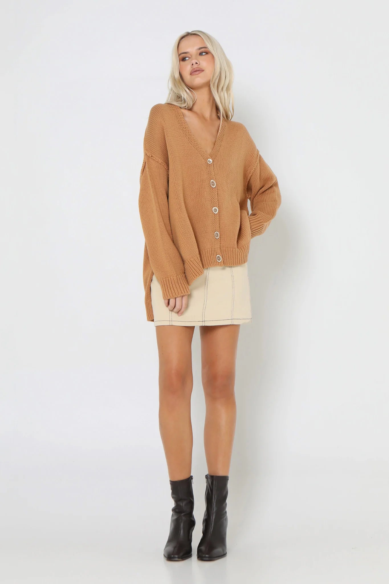 Dion Button Up Cardigan - Rust