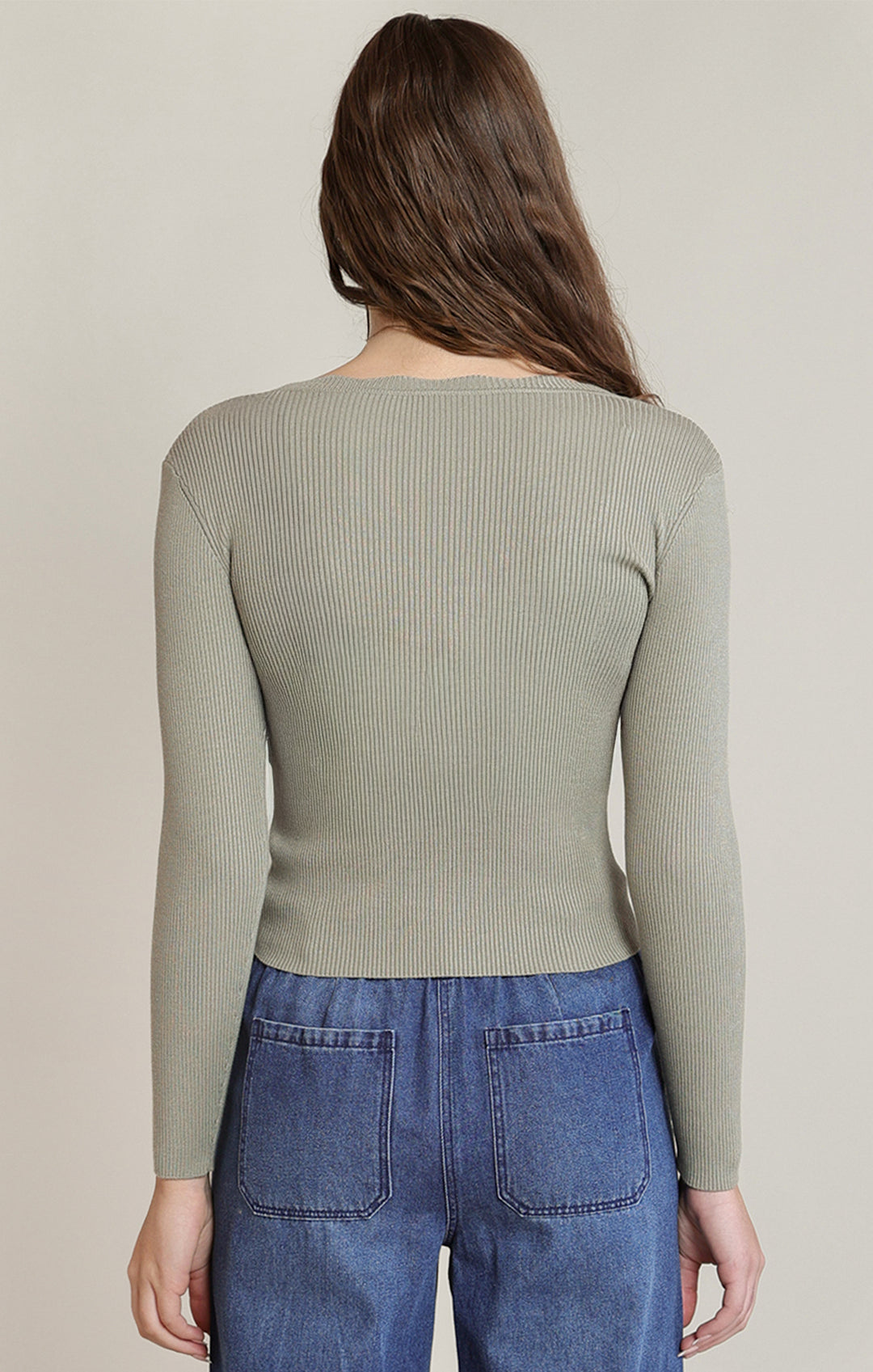 Scallop Neckline Top - Light Sage