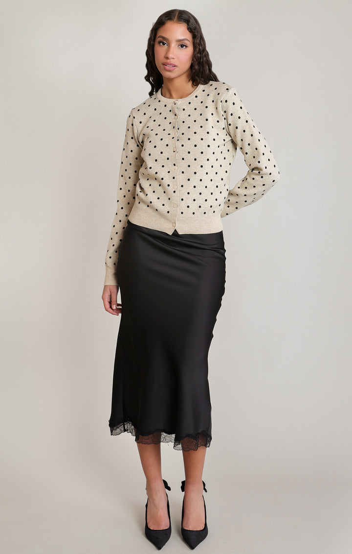 Satin Lace Skirt - Black