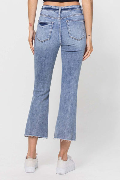 High Rise Ankle Flare Jeans // Light Wash