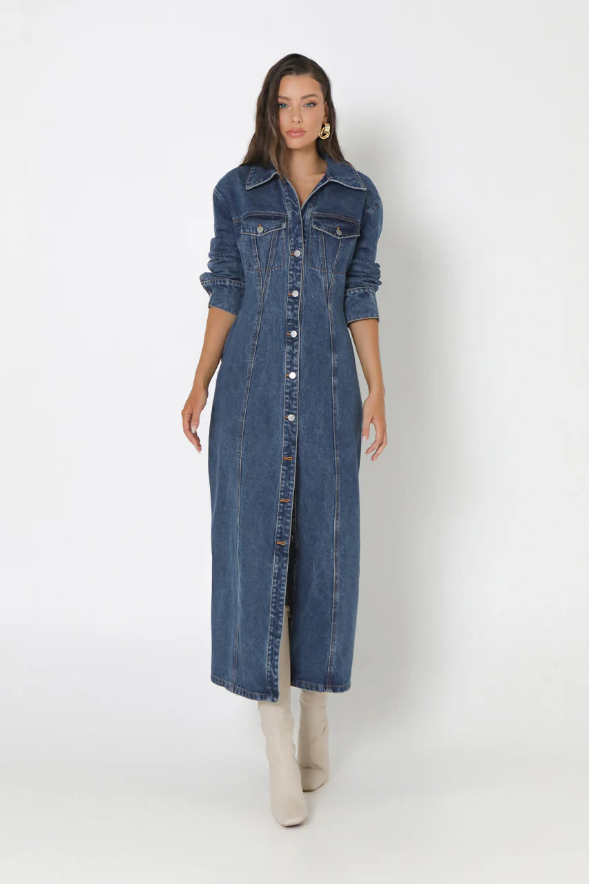 Luca Denim Maxi Dress - Indigo