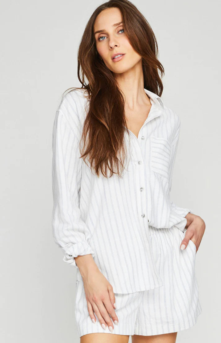 Portia Button Down Shirt - White Stripe