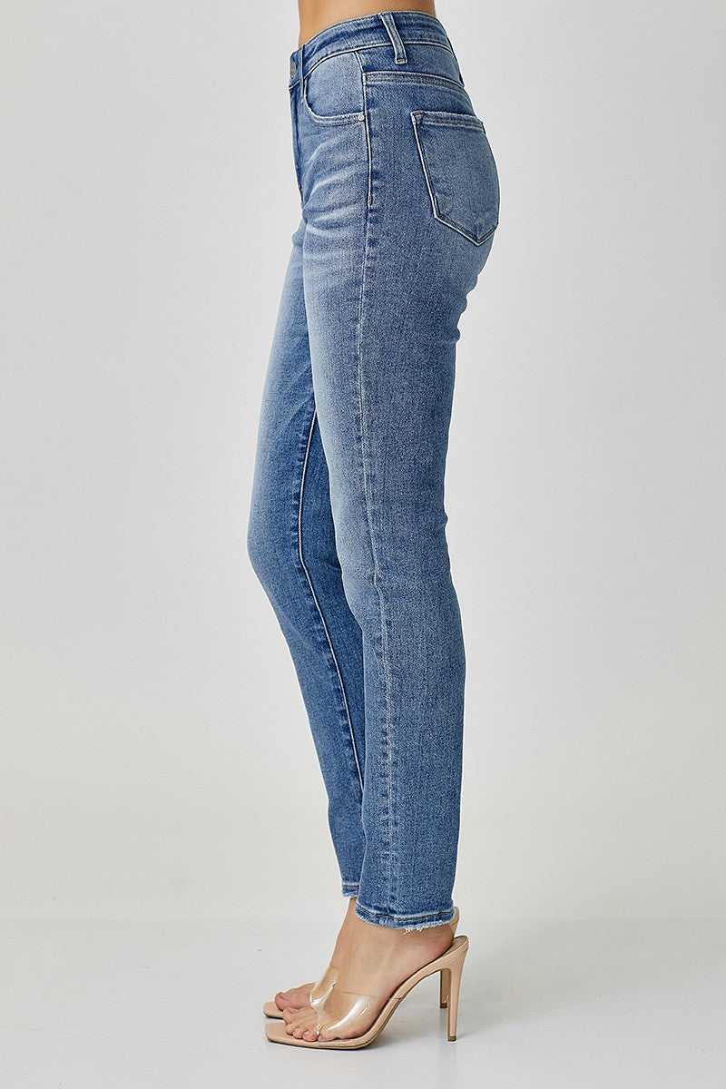 Mid Rise Relaxed Skinny Jeans - Medium Wash