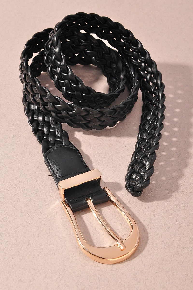 Elongated U Buckle Braid Belt