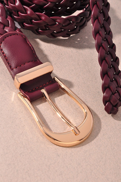 Elongated U Buckle Braid Belt