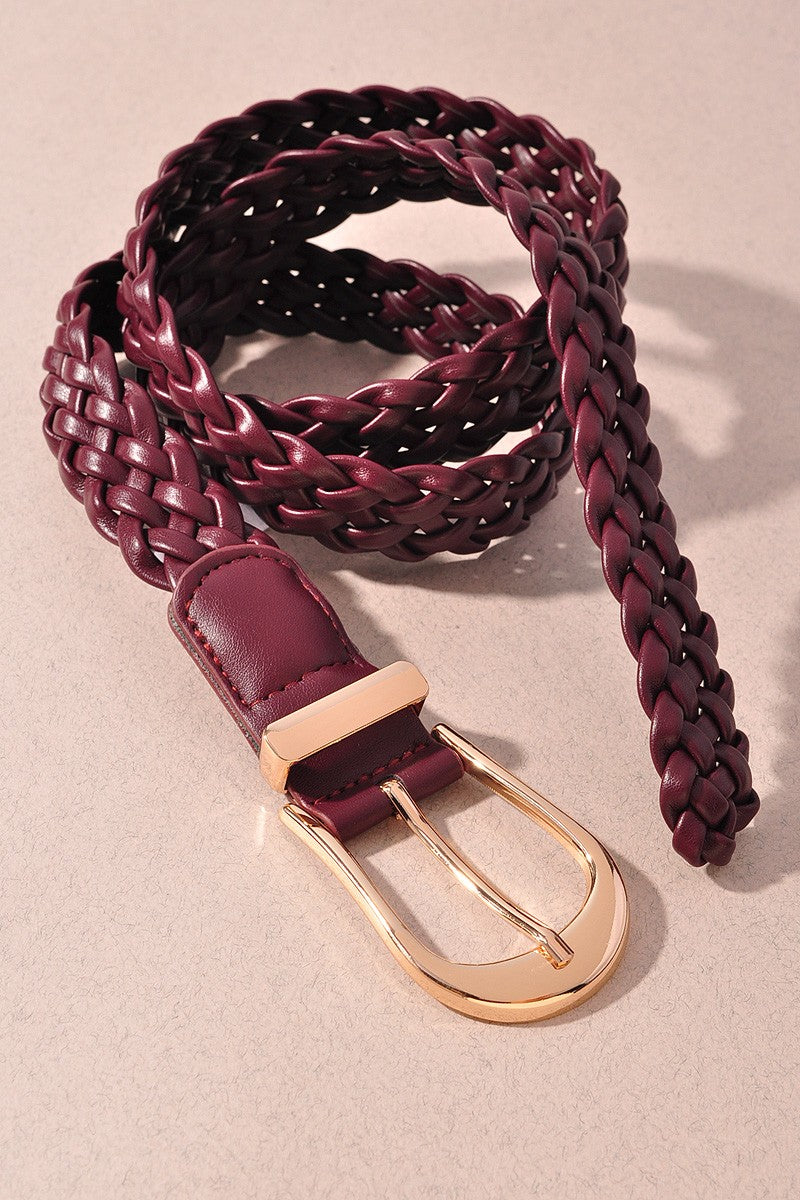 Elongated U Buckle Braid Belt