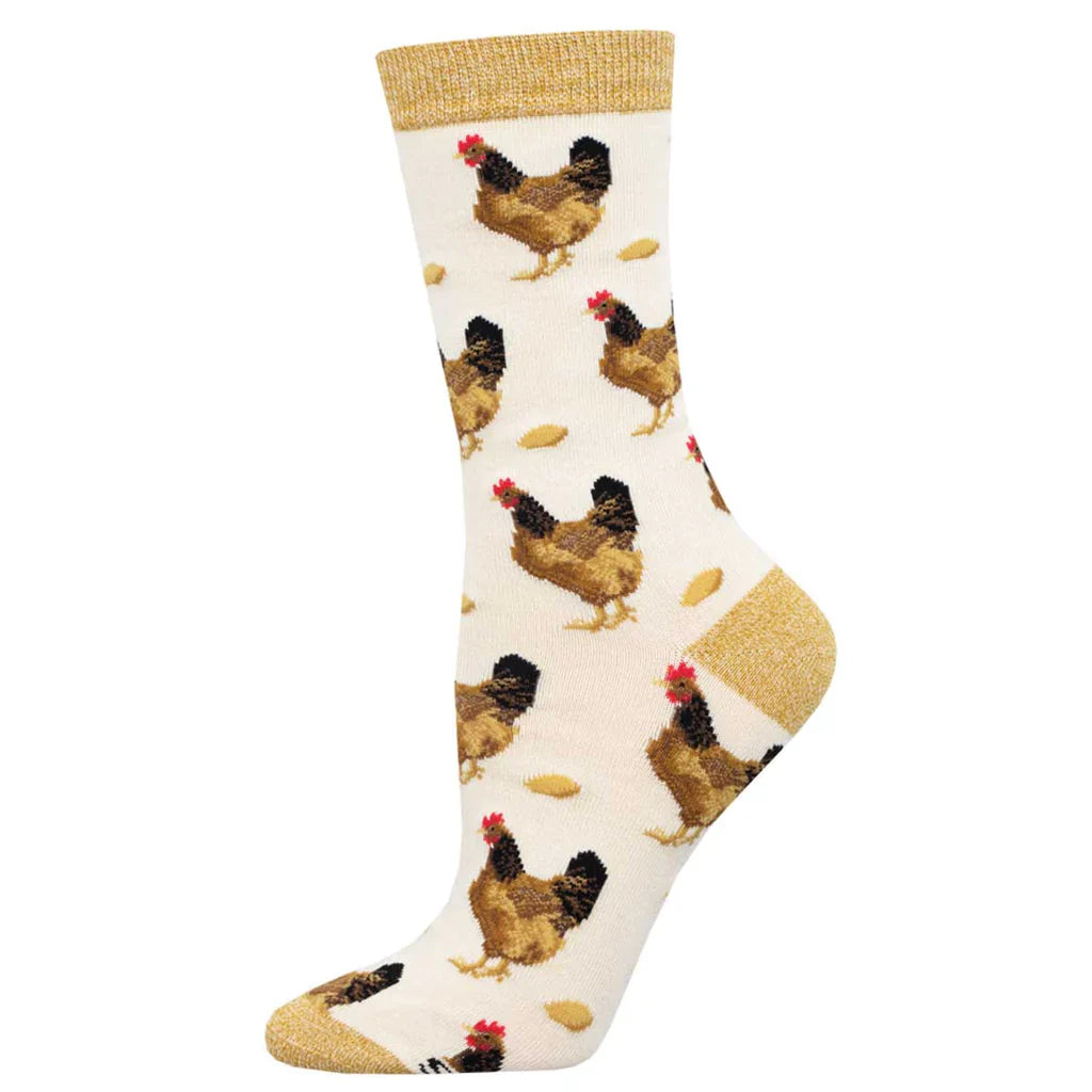 Ladies Bamboo Which Came First Socks - Ivory Heather