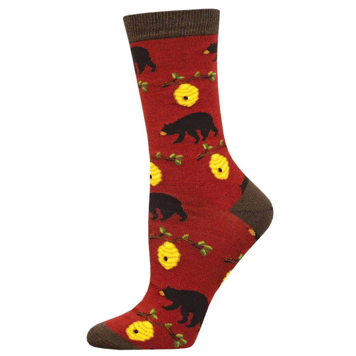 Ladies Bears and Bees Socks - Red