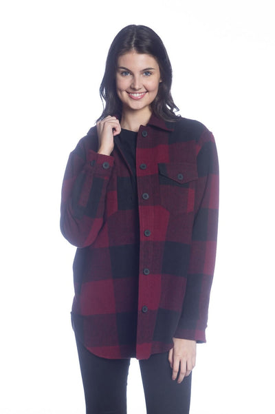 Buffalo Check Button Front Shirt Jacket