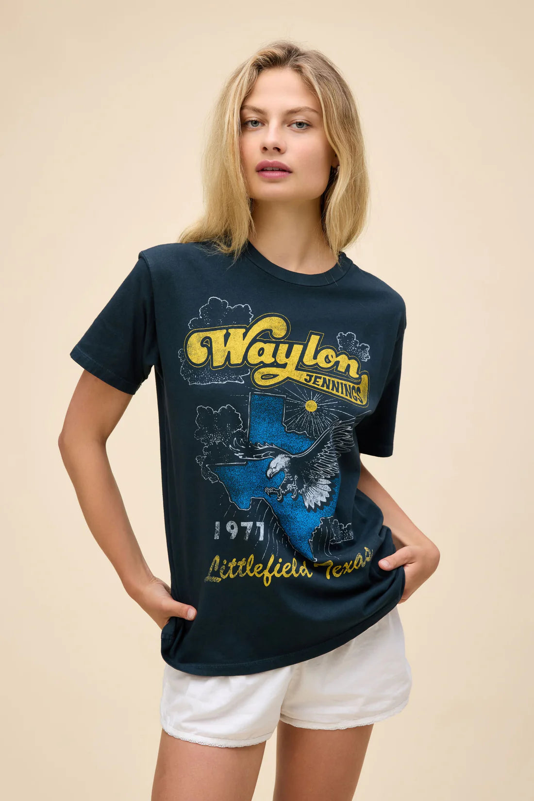 Waylon Jennings Littlefield Texas Weekend Tee - Vintage Black