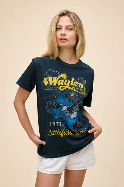 Waylon Jennings Littlefield Texas Weekend Tee - Vintage Black