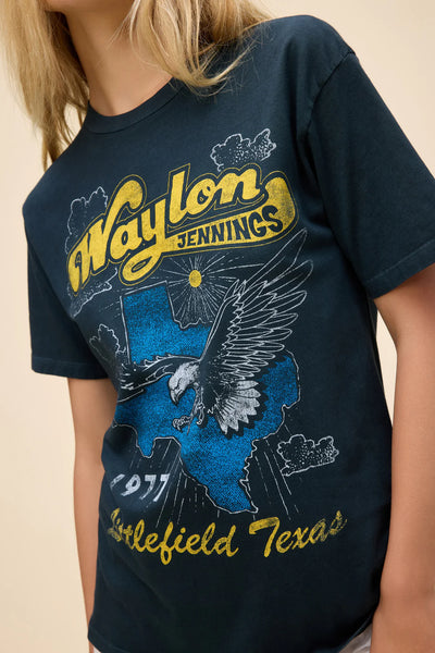 Waylon Jennings Littlefield Texas Weekend Tee - Vintage Black