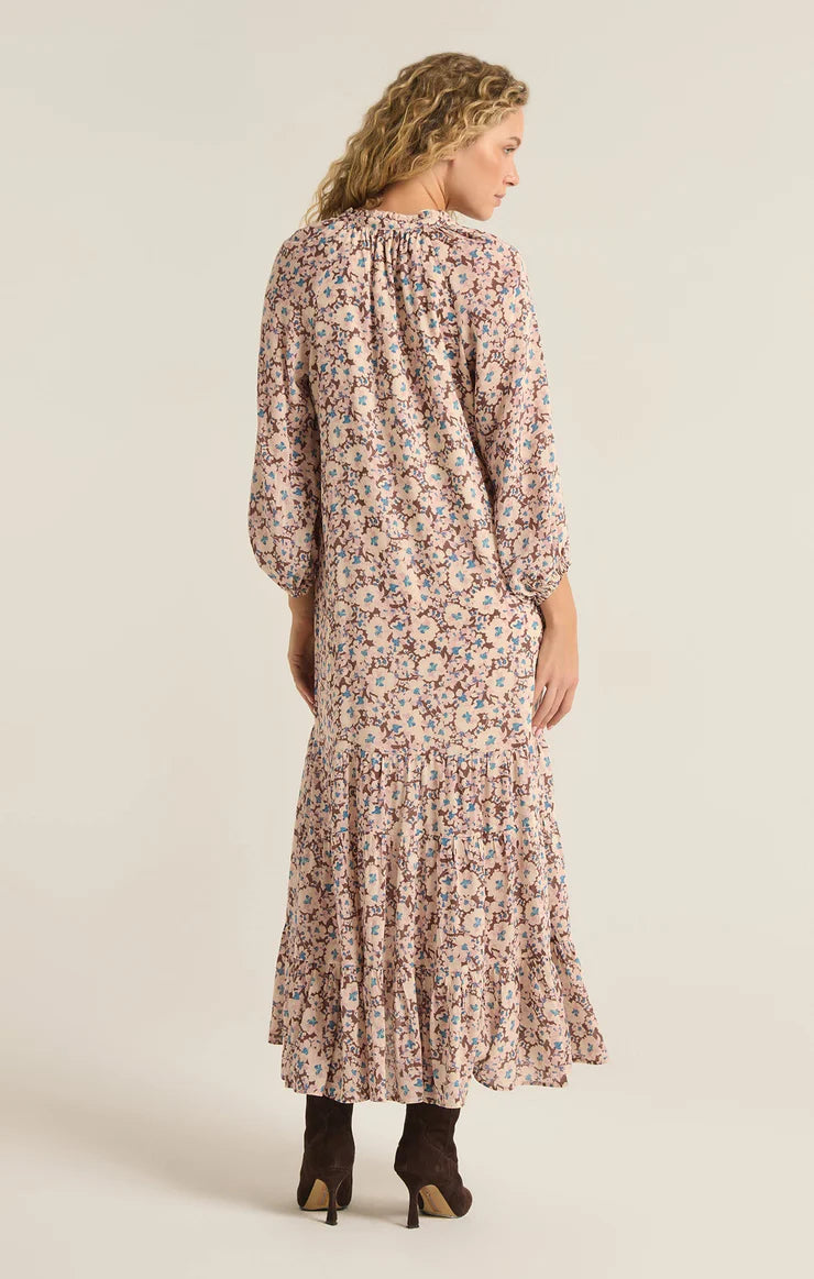 Char La Paz Floral Midi Dress - Latte