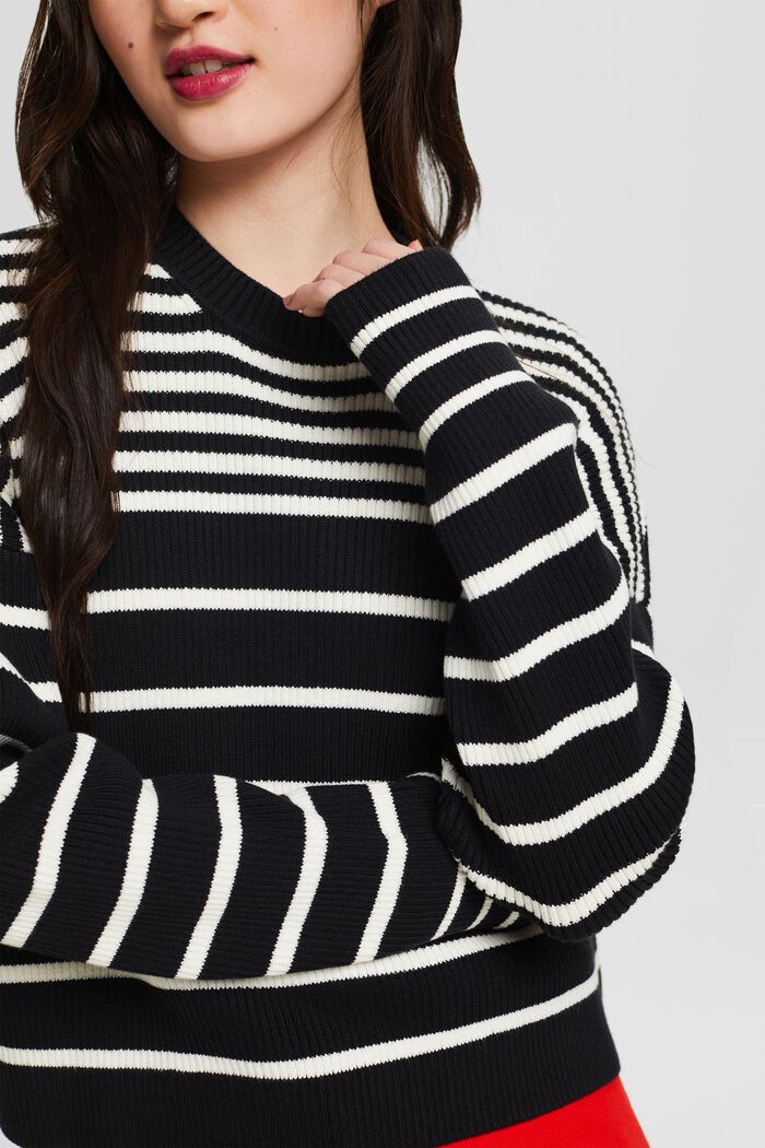 Striped Long Sleeve Sweater - Black & White
