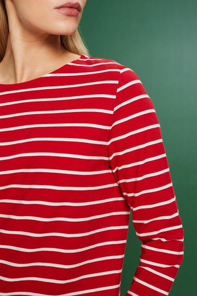 Striped Long Sleeve Top - Dark Red