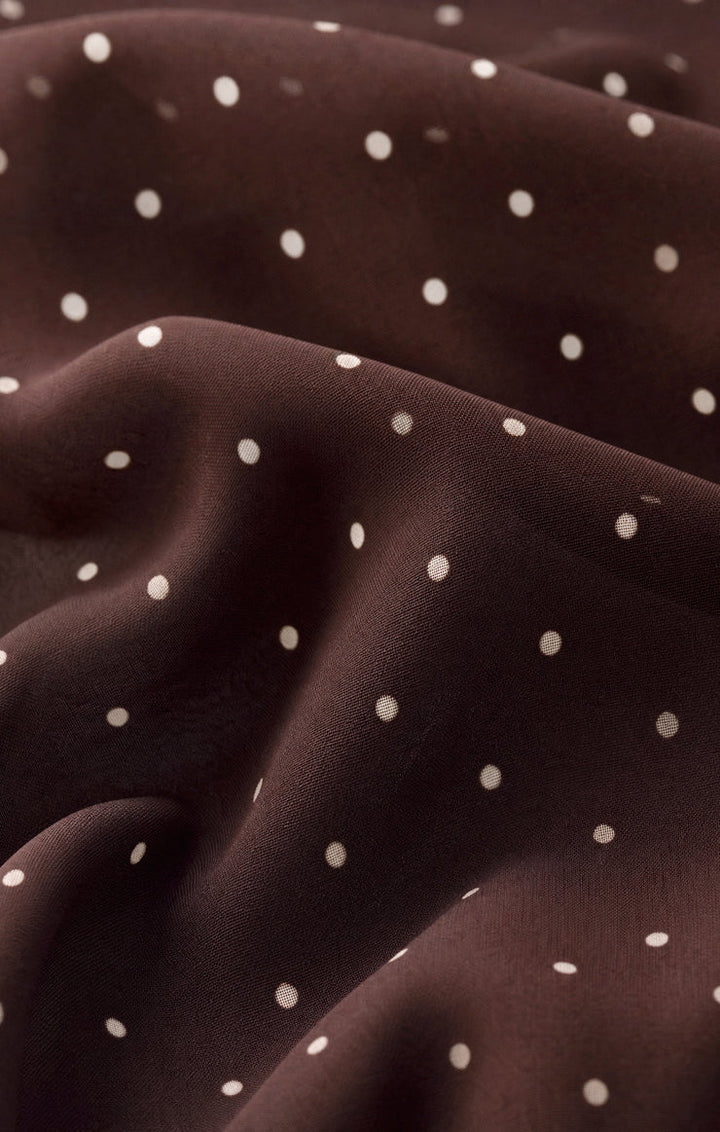 Eda Polka Dot Mesh Midi Skirt - Dark Chocolate