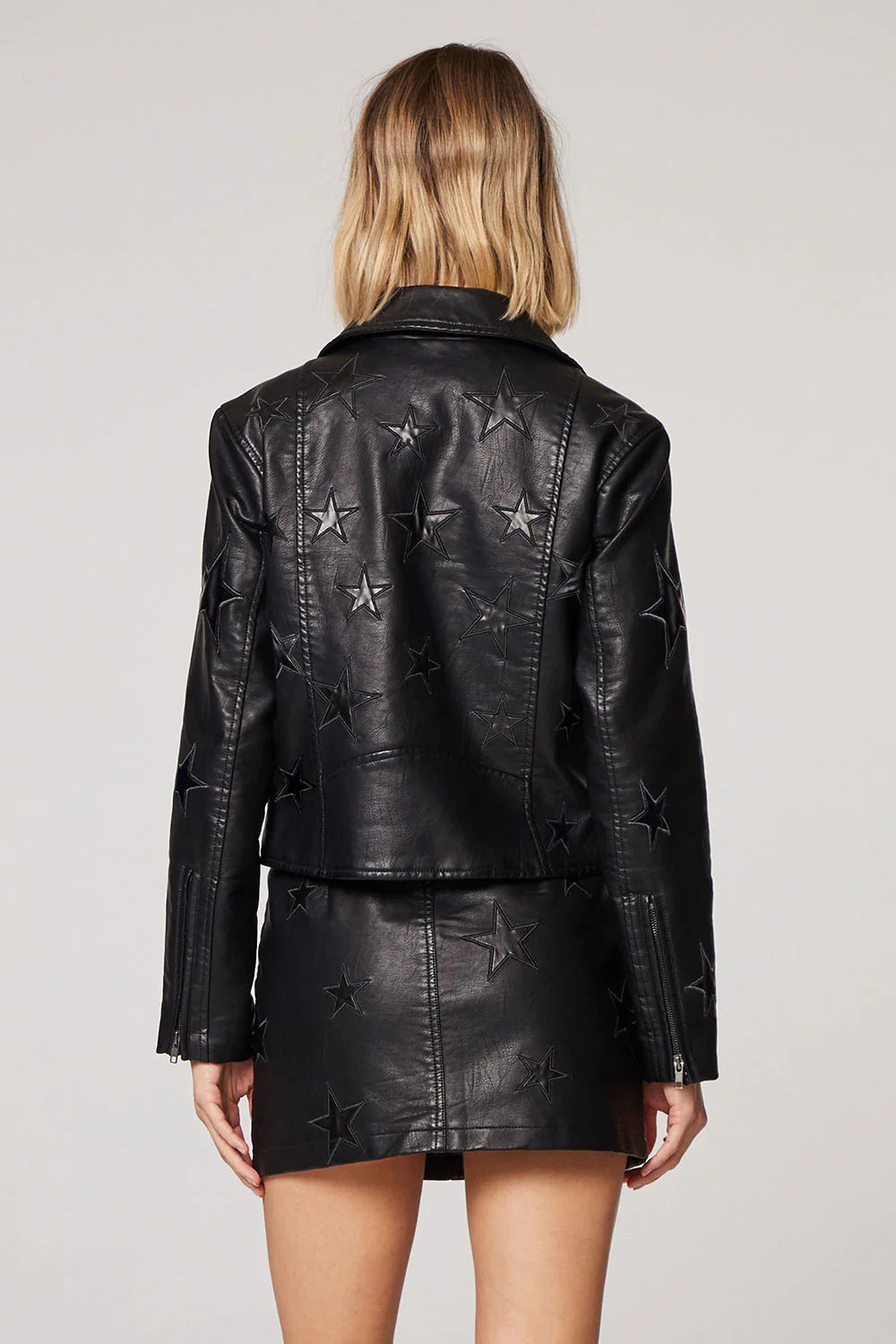 Caprice Faux Leather Jacket - Black Stars