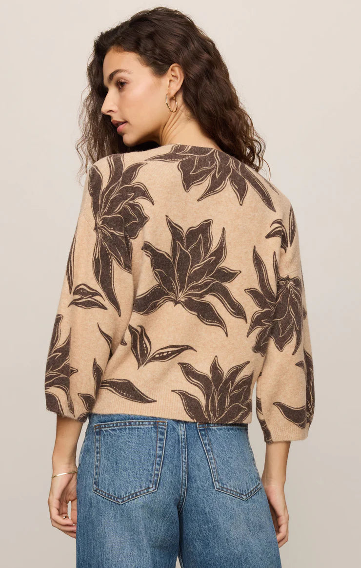 Valor Floral Knit Cardigan - Soft Ecru