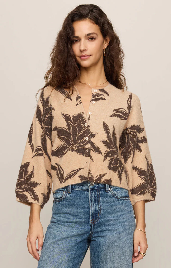 Valor Floral Knit Cardigan - Soft Ecru