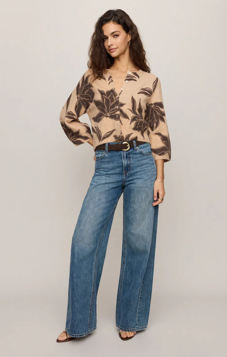 Valor Floral Knit Cardigan - Soft Ecru