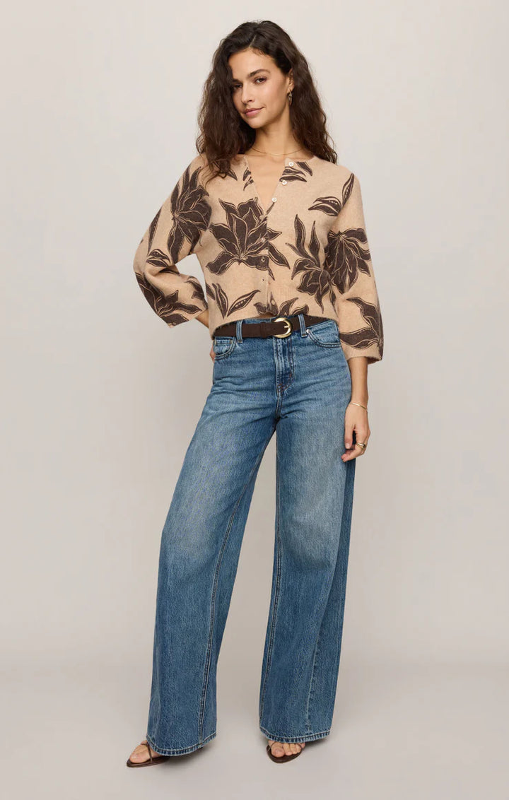 Valor Floral Knit Cardigan - Soft Ecru