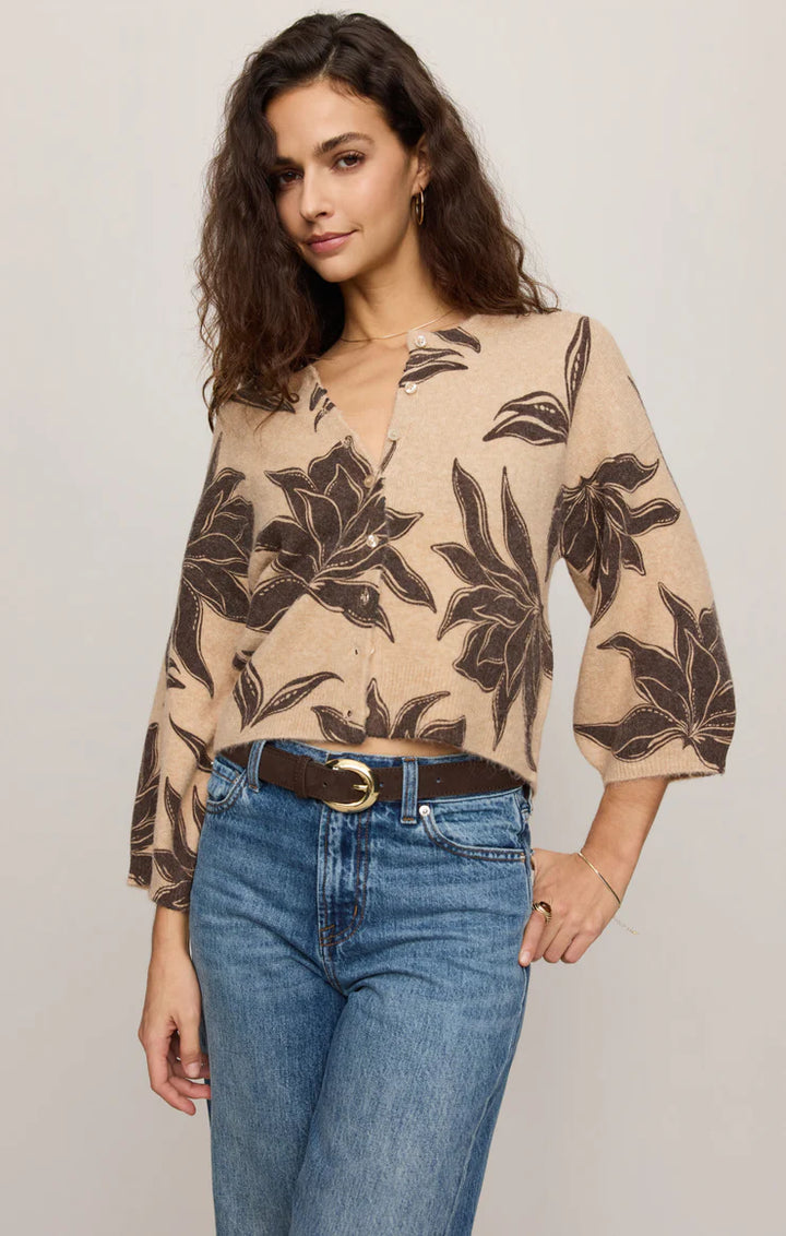 Valor Floral Knit Cardigan - Soft Ecru