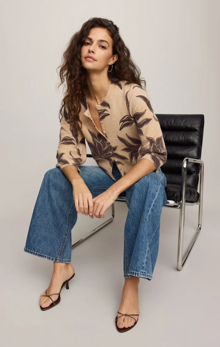 Valor Floral Knit Cardigan - Soft Ecru