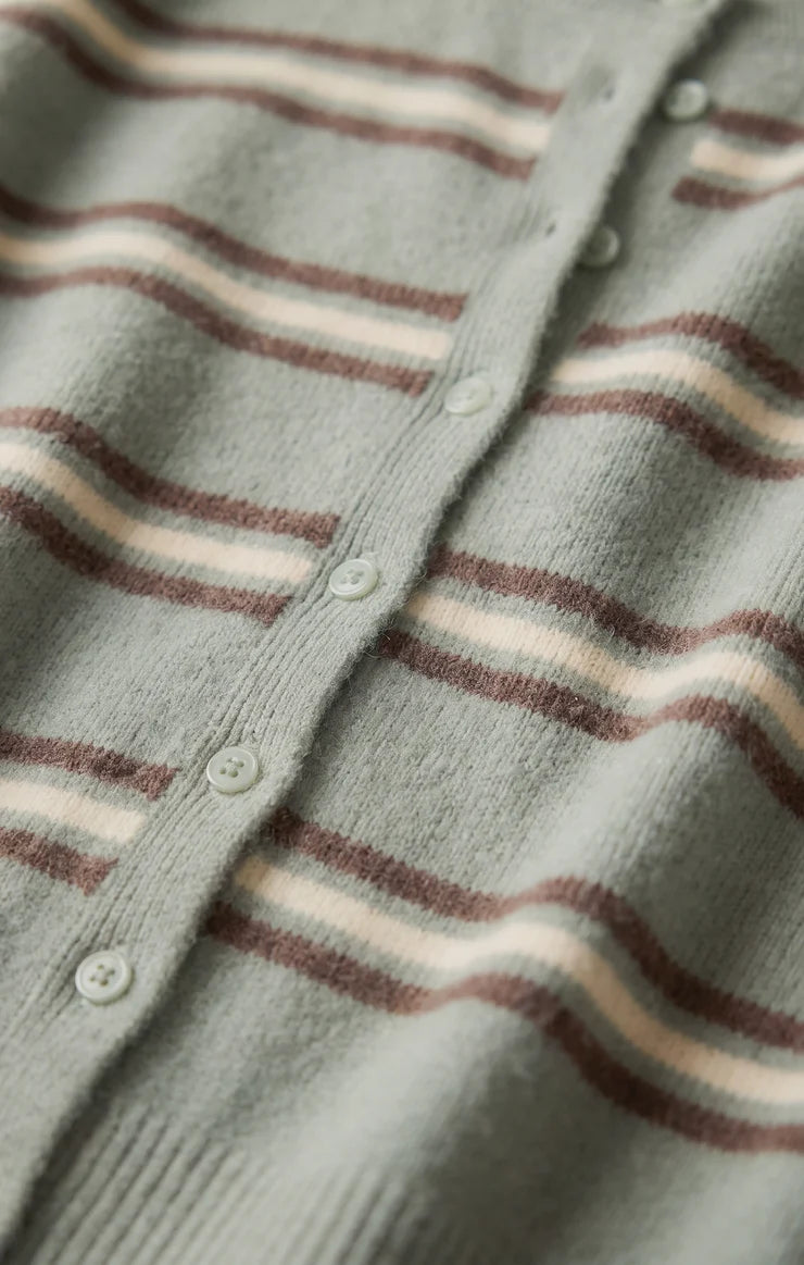 Medina Cozy Stripe Cardigan - Aqua Cloud