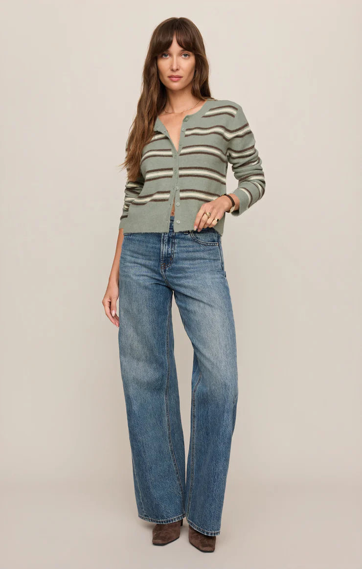 Medina Cozy Stripe Cardigan - Aqua Cloud