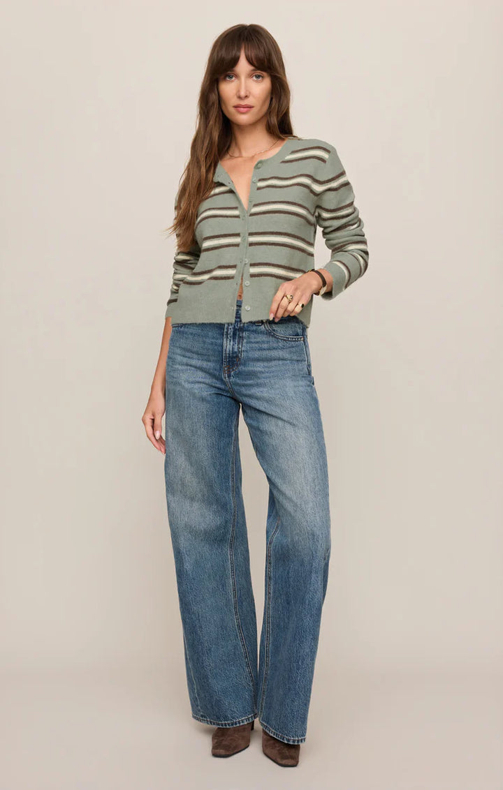 Medina Cozy Stripe Cardigan - Aqua Cloud