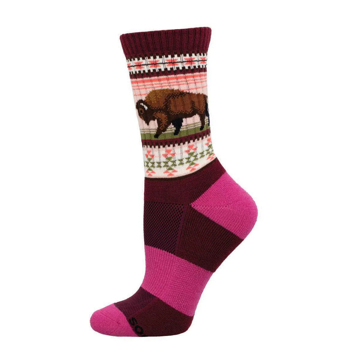 Ladies Compass Wool Buffalo Range Socks - Red