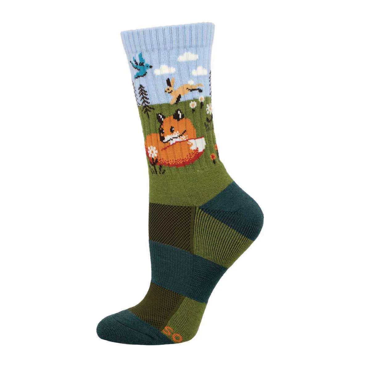 Ladies Compass Wool Fox and Hare Socks - Blue